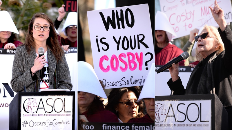 L-R Chelsea Byers, a protester, Victoria Valentino